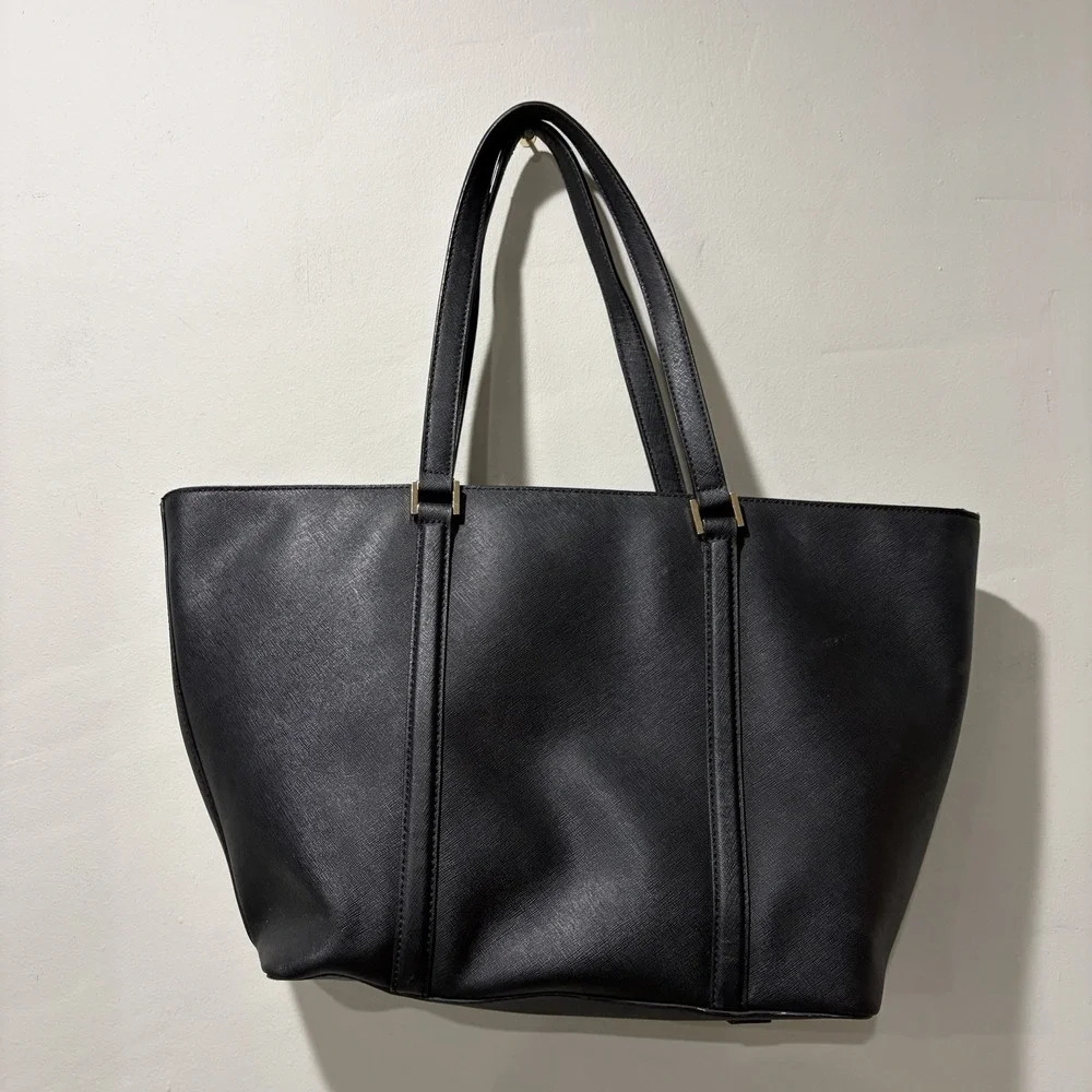 Kate Spade New York Black Leather Tote Bag Purse‎ Large Cow Leather Classic